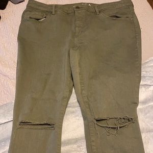 Plus size olive green jeans